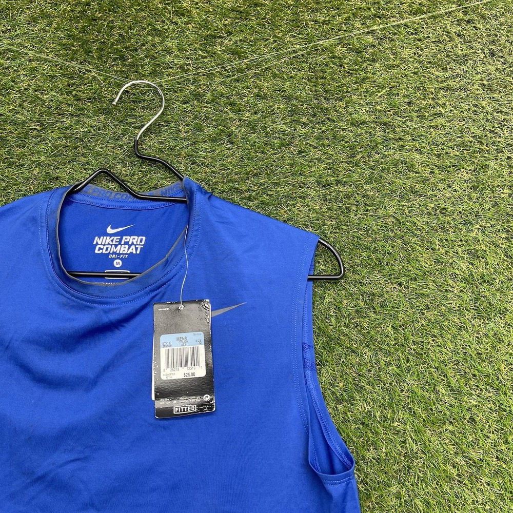 Nike Pro Training Tank Top Mens Medium Dri-Fit Sleeveless Slim Fit Blue 838087 - Picture 3 of 14